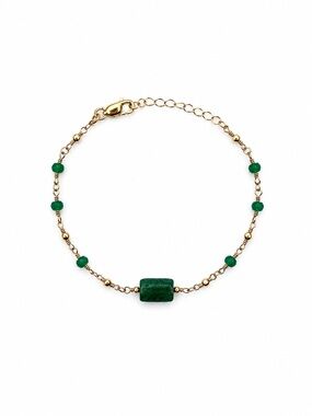 Handmade Chrysoprase Gold Bracelet